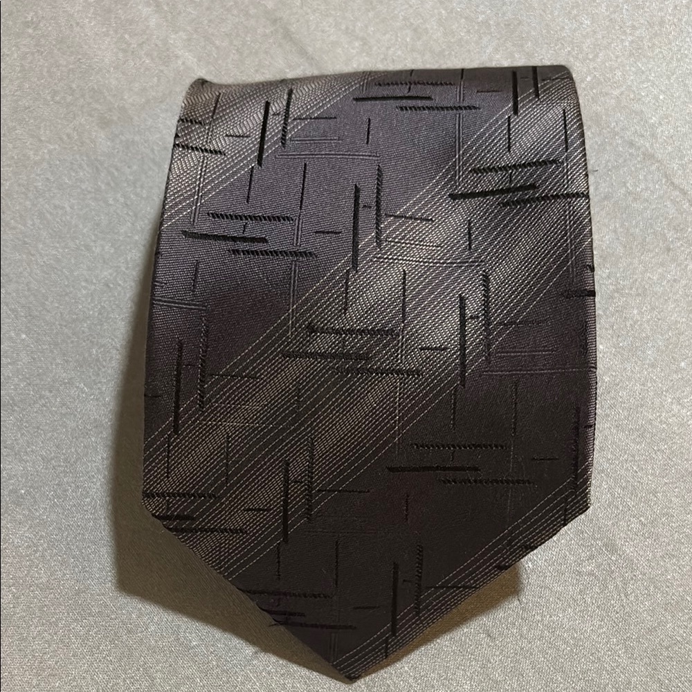 Black Silk Geometric Necktie